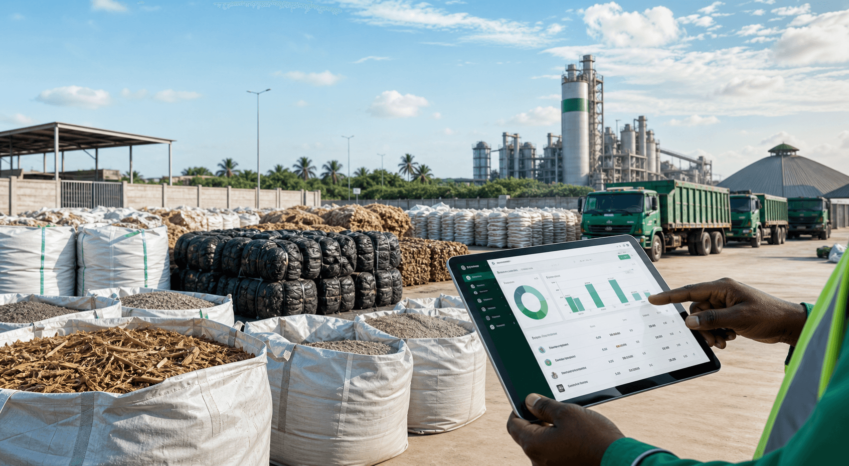 Organized alternative fuel materials near a cement plant
